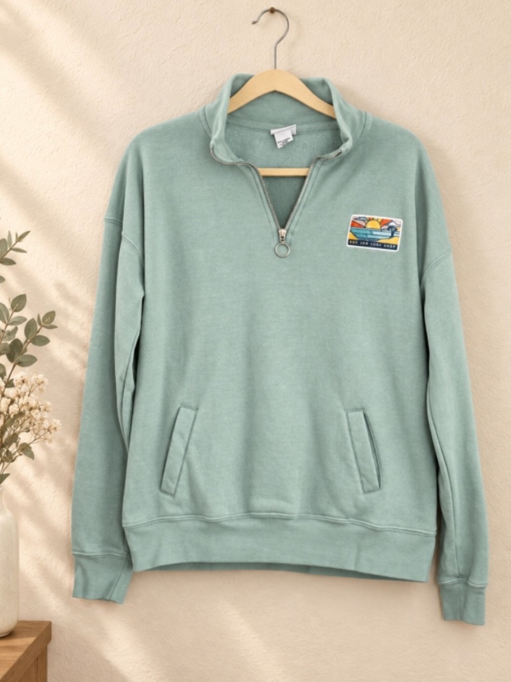 Ron Jon Women's Dakota Quarter Zip Fleece Sweatshirt Mint Green Size Large